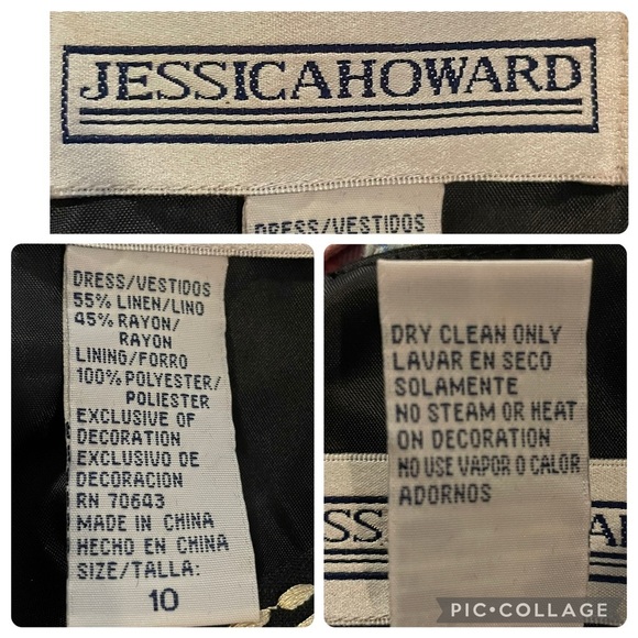 Jessica Howard Black Linen Blend Beaded Embroidered Sleeveless Summer Dress - 10 - Picture 3 of 15